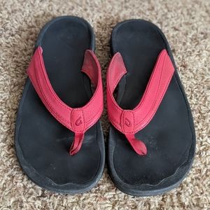 Red Olukai Ohana Flip Flops